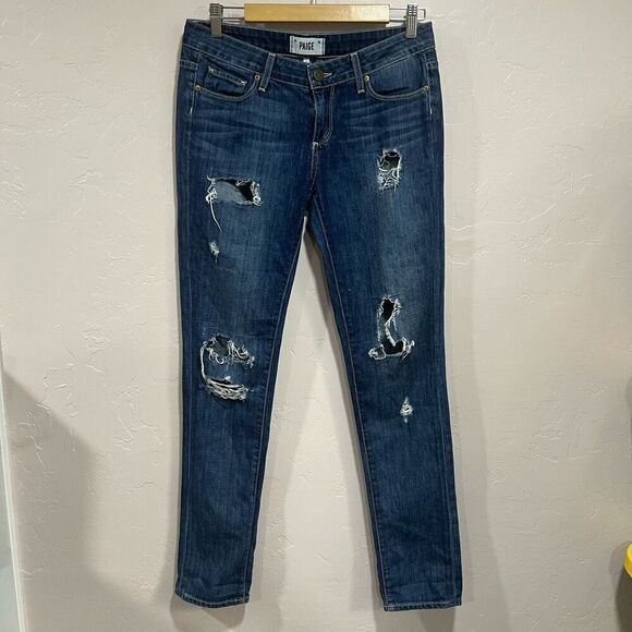 Paige Jimmy Jimmy Skinny Jeans Womens Size 26 Distressed Denim - Picture 1 of 7